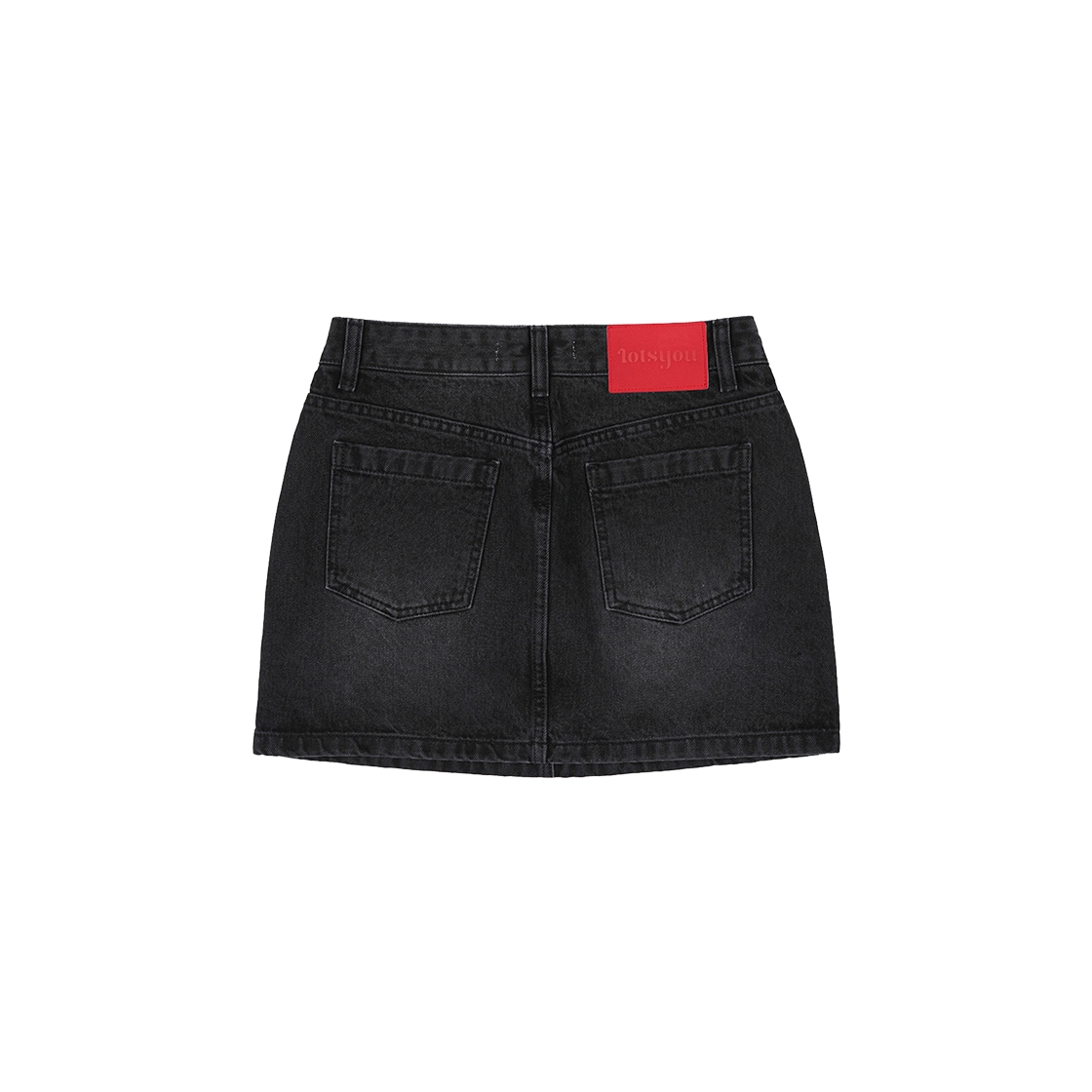 라츠유 베라 워시드 블랙 데님 미니 스커트(LOTS YOU Vera Washed Black Denim Mini Skirt) - 2
