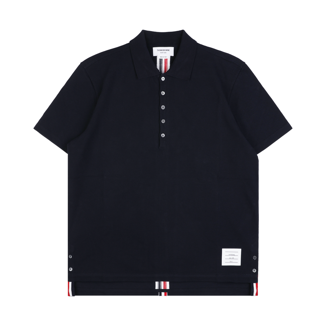 MJP042A 00050 415 [25% 쿠폰] Thom Browne Cotton Pique Center Back Stripe Relaxed Fit Polo Navy