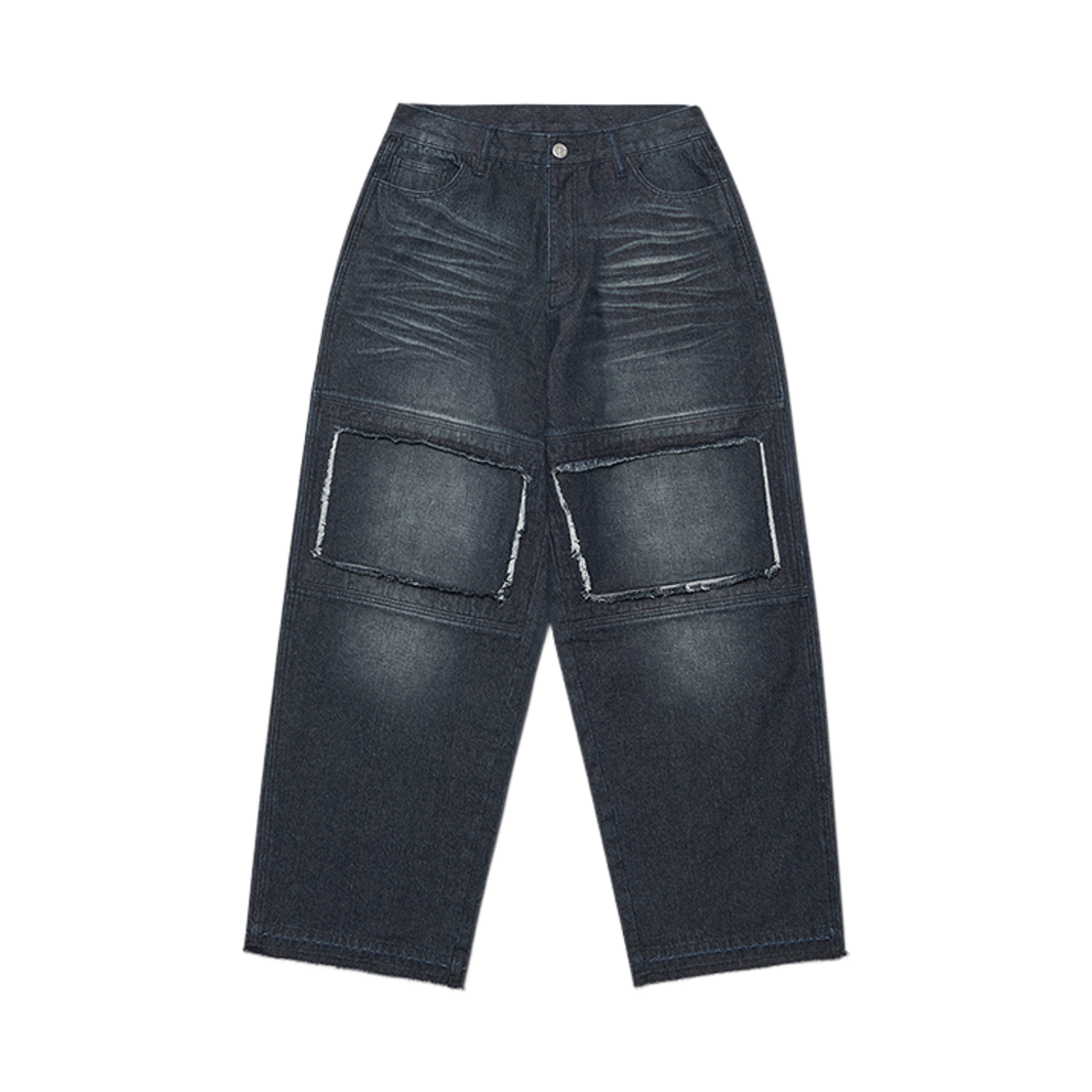NMWF52DP04WNV NOMANUAL Destroyed Layer Denim Pants Washed Navy