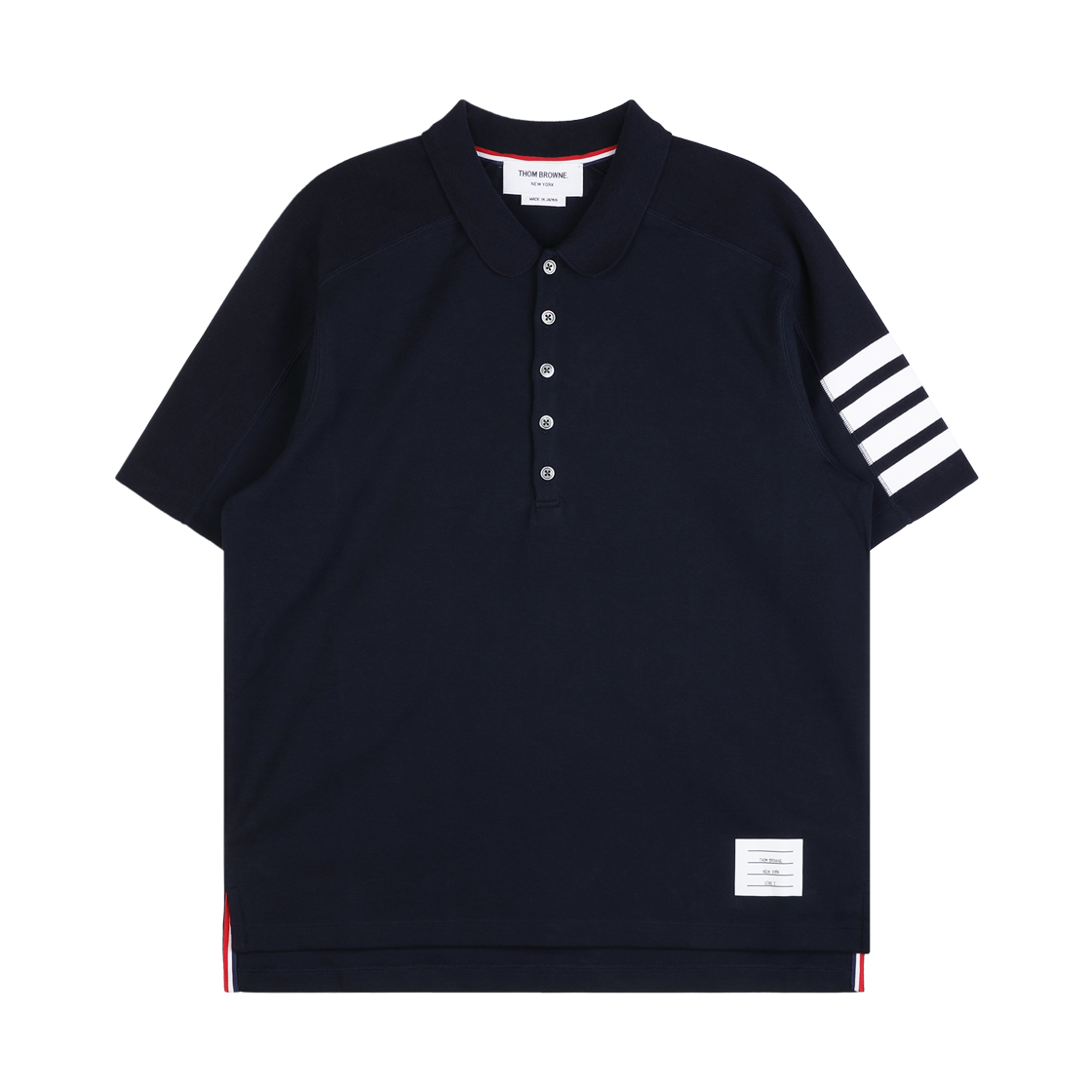 MJP192A 07323 415 [25% 쿠폰] Thom Browne Cotton 4-Bar Short Sleeve Polo Navy