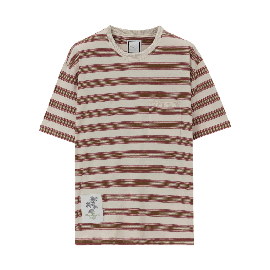 W261TS14768R Wooyoungmi Stripe T-Shirt Red - 26SS