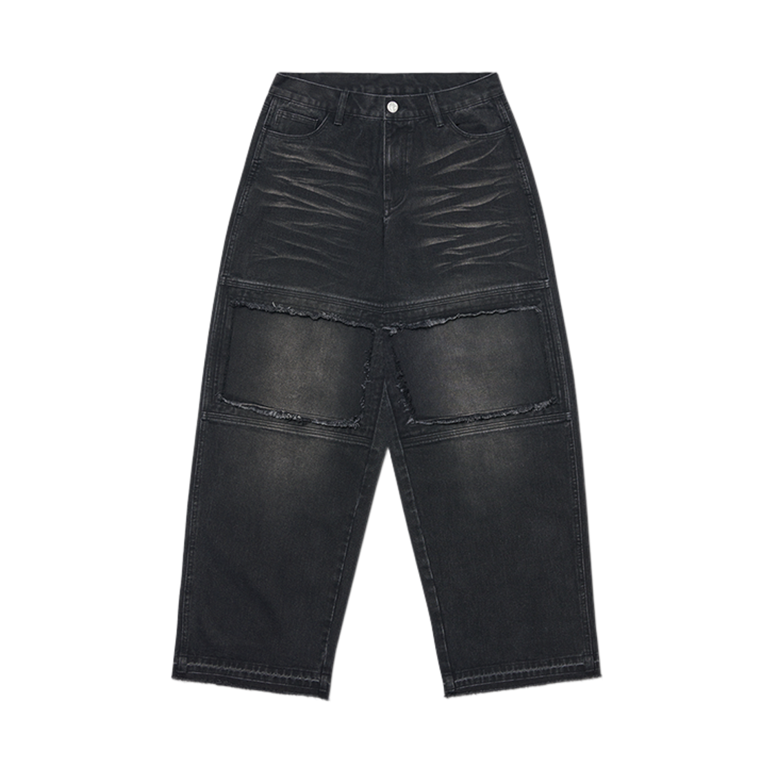 NMWF52DP04WBK NOMANUAL Destroyed Layer Denim Pants Washed Black