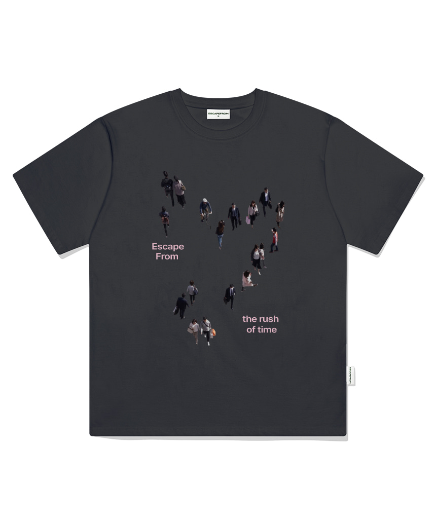 이스케이프프롬 러쉬 오브 타임 프린트 오버핏 반팔티 그레이(Escapefrom Rush of Time Print Oversized T-Shirt Gray) - 5