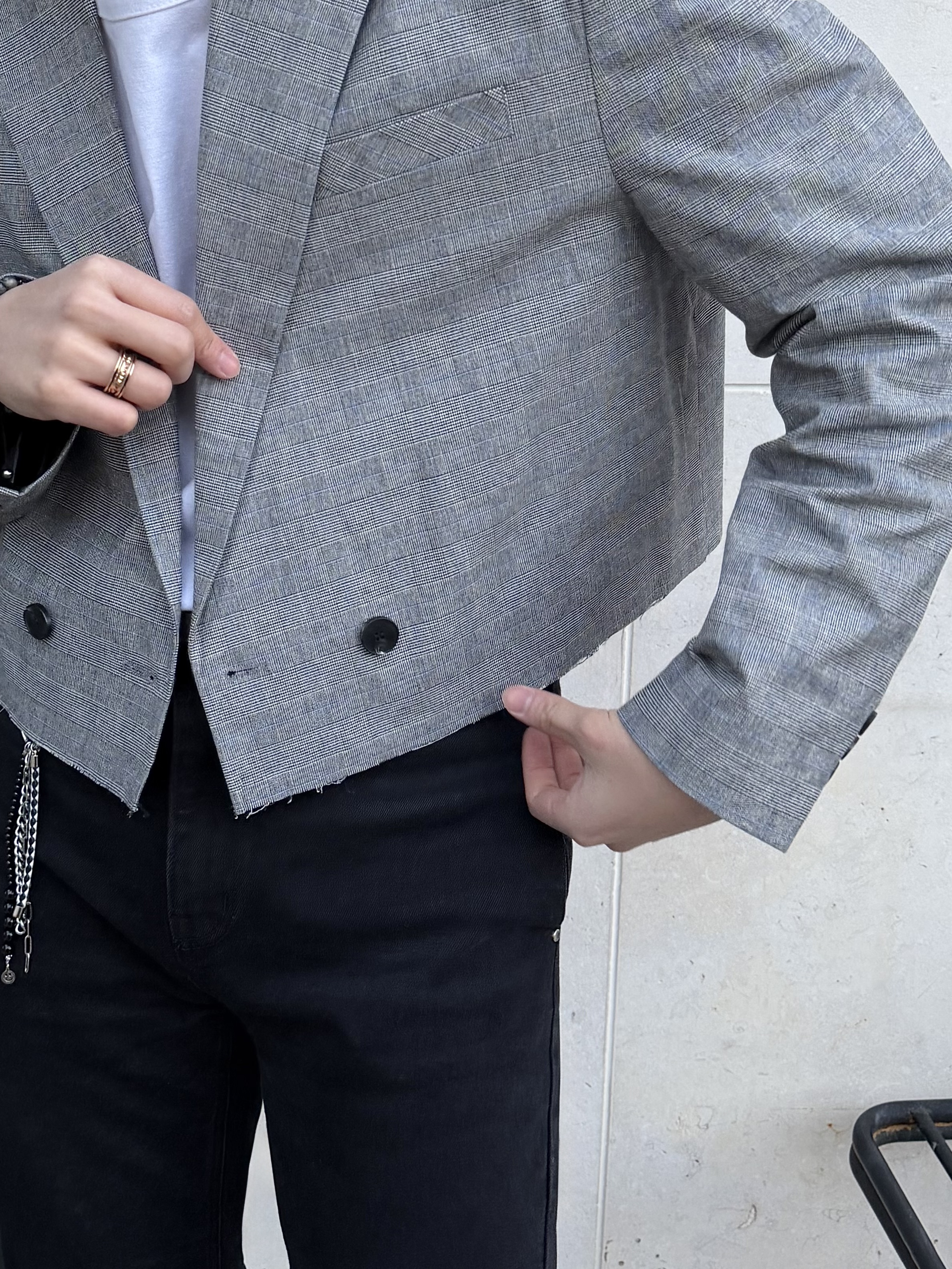 Diesel Dx1509 Stainless Steel Chain Necklace Silver, Matin Kim Rivet Point Quad Shoulder Bag Black 착용 스타일 - 4