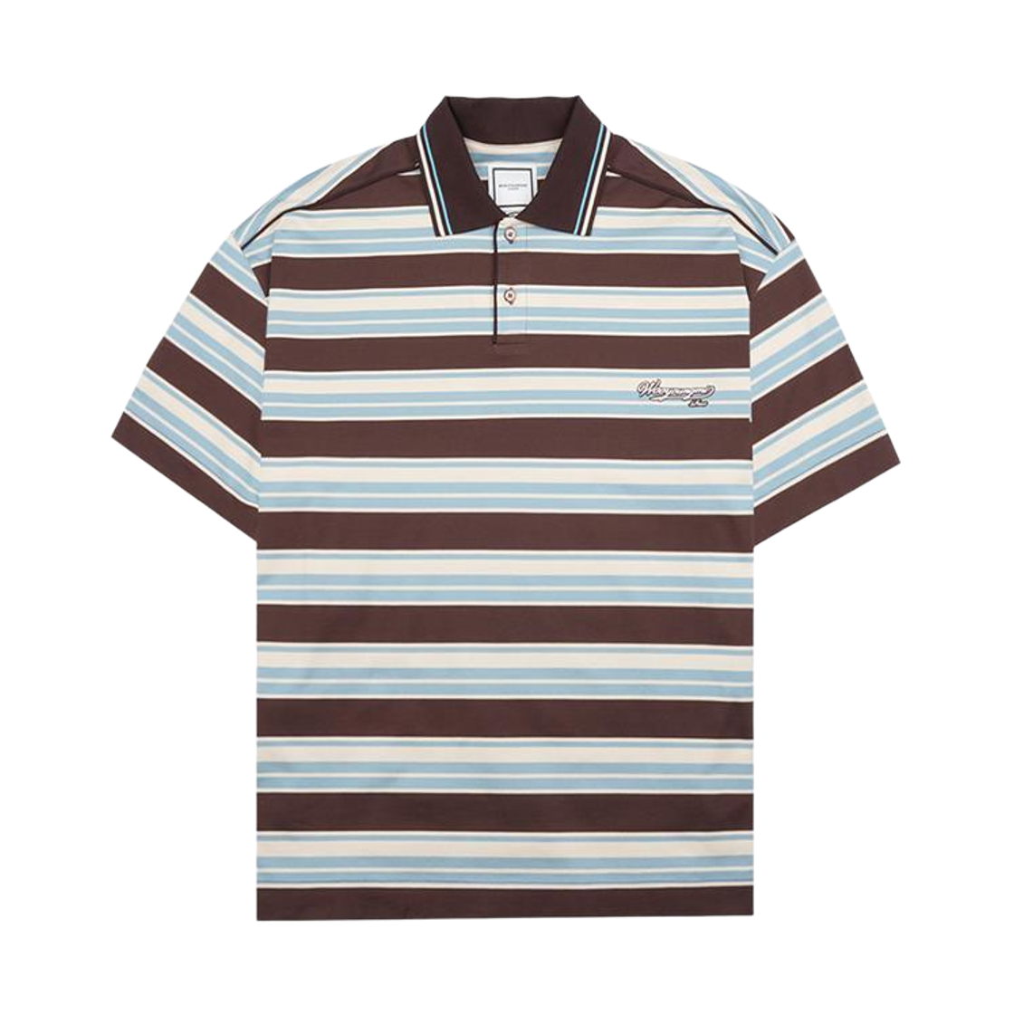 W261TS15776D Wooyoungmi Stripe Polo T-Shirt Brown - 26SS