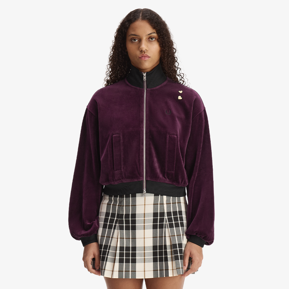 프레드페리 x 에이미와인하우스 오버사이즈드 벨루어 트랙 재킷 플럼(Fred Perry x Amy Oversized Velour Track Jacket Plum) - 2