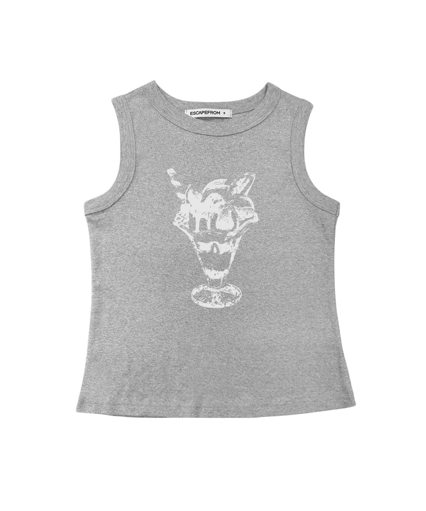 이스케이프프롬 빈티지 파르페 프린트 슬리브리스 화이트(Escapefrom Vintage Parfait Print Sleeveless Top White) - 3