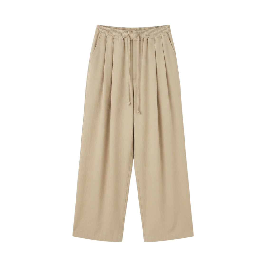 지크립 끈조절 허리밴딩 보이핏 핀턱 와이드 면바지 베이지(GCLIP Strap Adjustable Waist Banding Boy Fit Pintuck Wide Cotton Pants Beige) - 2