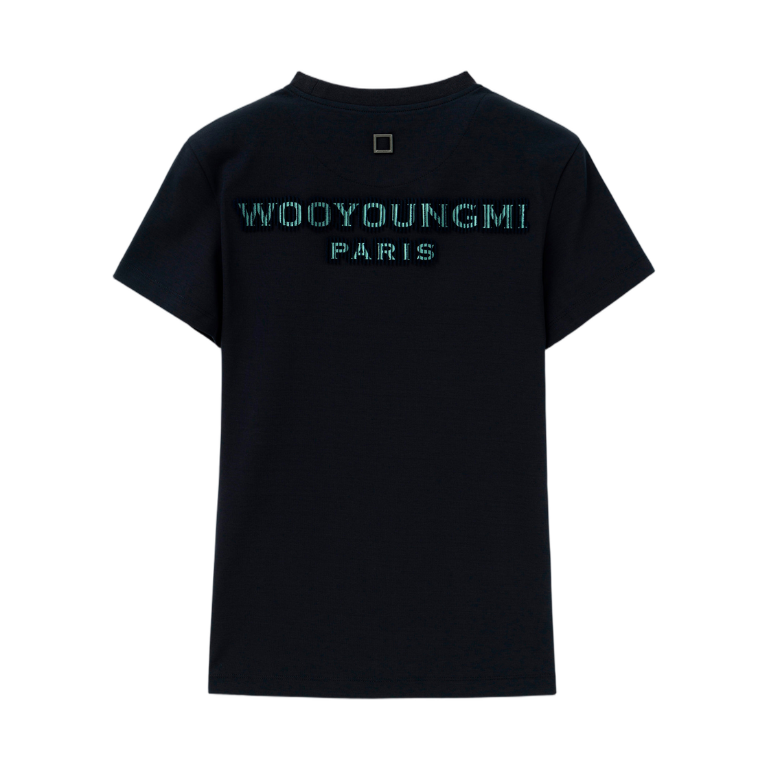 M261TS09704N (W) Wooyoungmi Tufted Embroidery Back Logo T-Shirt Navy - 26SS