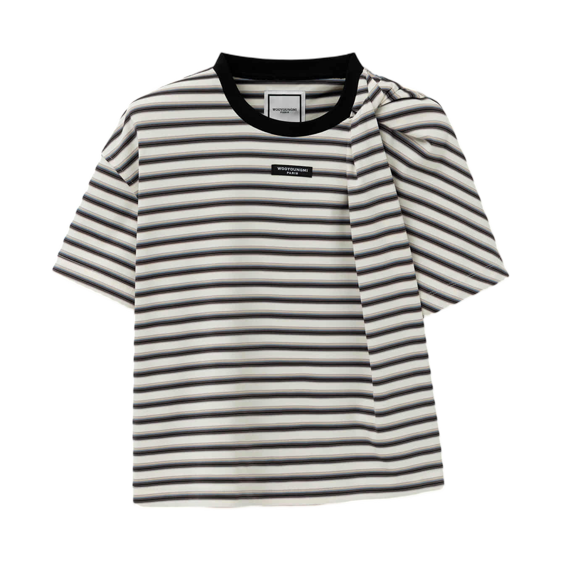 M261TS18765I (W) Wooyoungmi Stripe Twisted T-Shirt Ivory - 26SS
