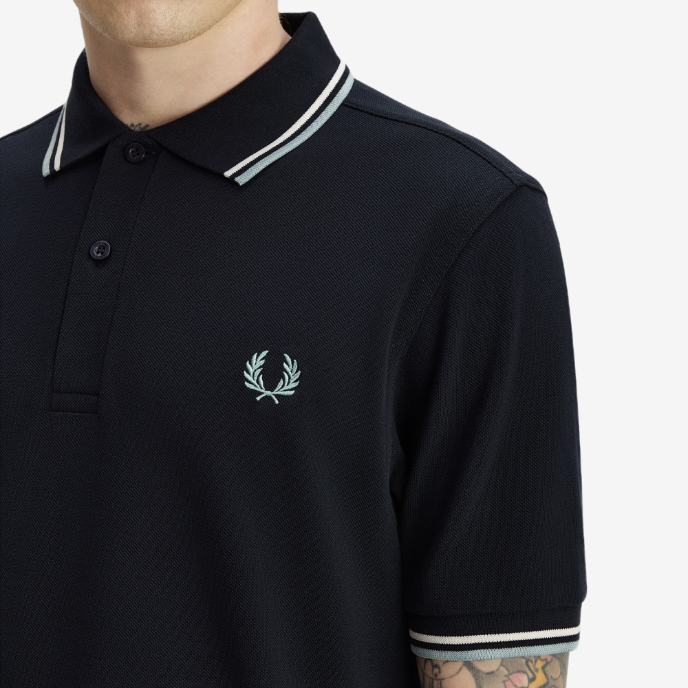 프레드페리 M3600 트윈 팁 프레드페리 셔츠 네이비 에크루 실버블루(Fred Perry M3600 Twin Tipped Fred Perry Shirt Navy Ecru Silver Blue) - 5