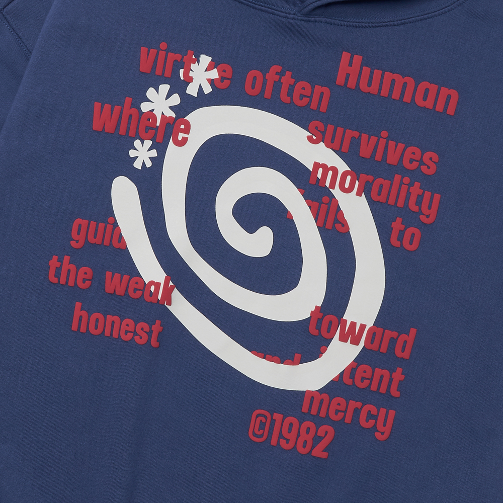 아모우 몰리 레터링 후디 블루(AMOU Molly Lettering Hoodie Blue) - 3