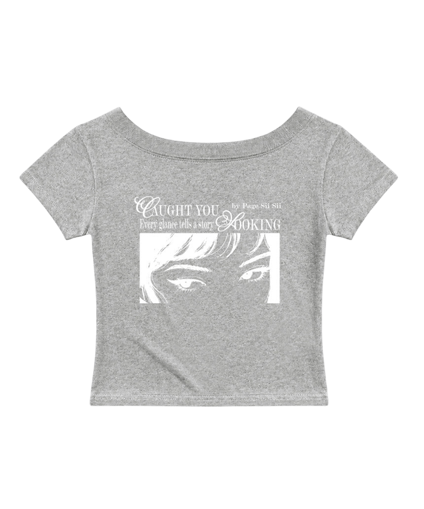 페이지시시 에브리 글랜스 프린팅 원숄더 슬림핏 반팔티 그레이(pagesiisii Every Glance Print One-Shoulder Slim Fit T-Shirt Gray)