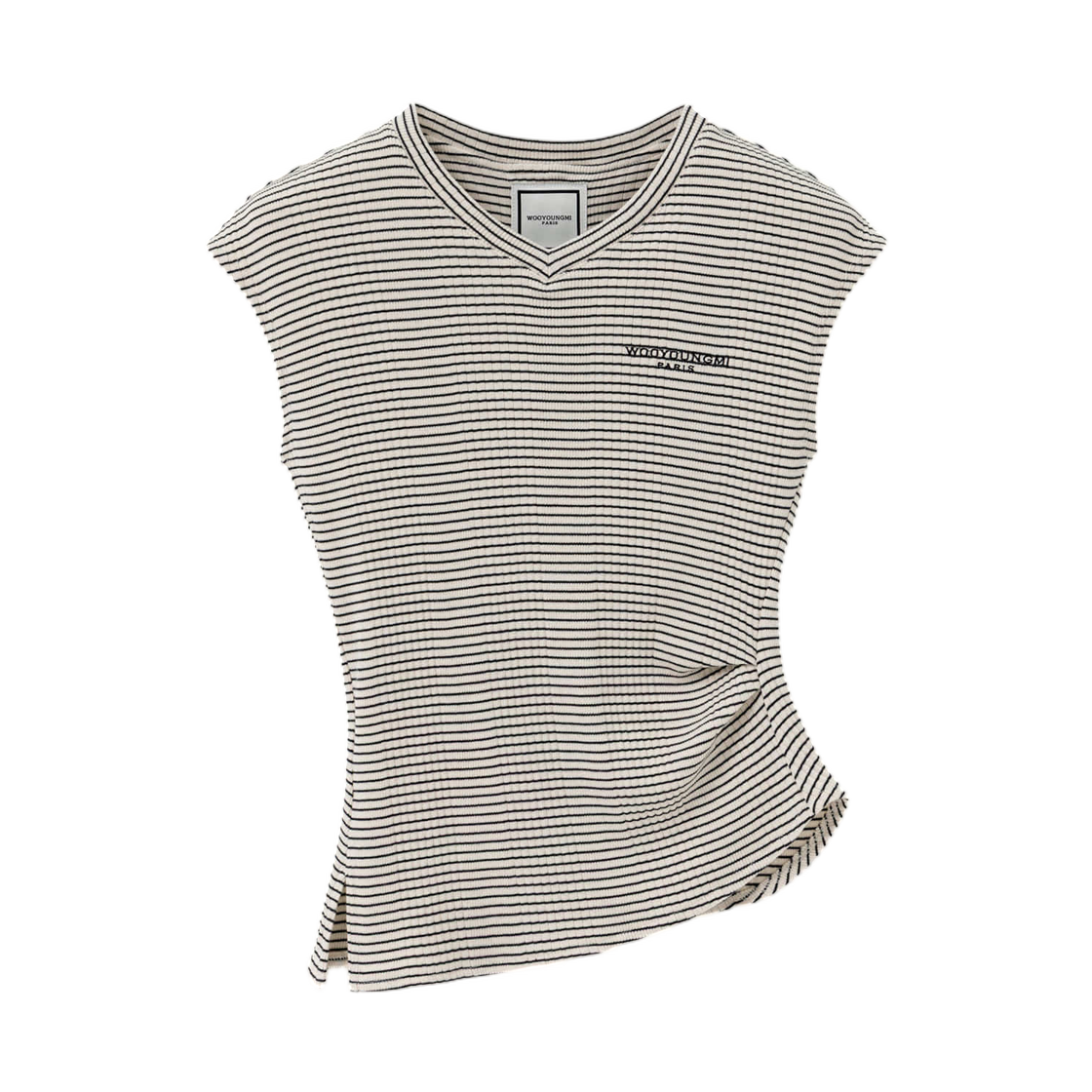 M261TS03763I (W) Wooyoungmi Stripe Ribbed T-Shirt Ivory - 26SS