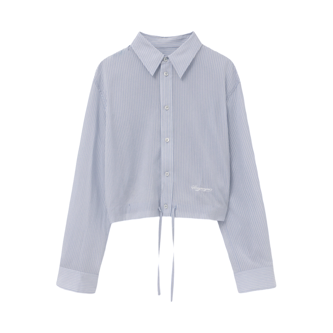 M261SH03846L (W) Wooyoungmi Stripe Cropped String Shirt Blue - 26SS
