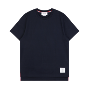 [25% 쿠폰] Thom Browne Medium Weight Jersey Side Slit Relaxed Fit T-Shirt Navy