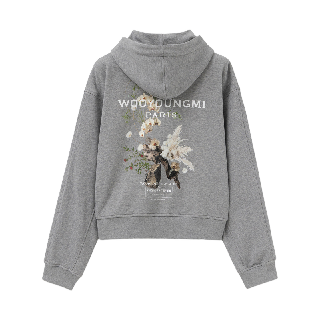 M263TS36753G (W) Wooyoungmi Flower Back Logo Hooded T-Shirt Grey - 26FW