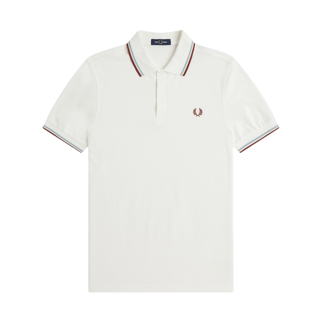 프레드페리 M3600 트윈 팁 프레드페리 셔츠 스노우화이트 실버블루 브랜디(Fred Perry M3600 Twin Tipped Fred Perry Shirt Snow White Silver Blue Brandy)