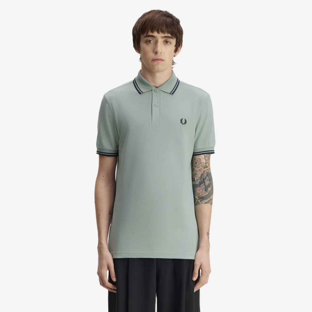 프레드페리 M3600 트윈 팁 프레드페리 셔츠 실버블루 다크에어포스(Fred Perry M3600 Twin Tipped Fred Perry Shirt Silver Blue Dark Airforce) - 2