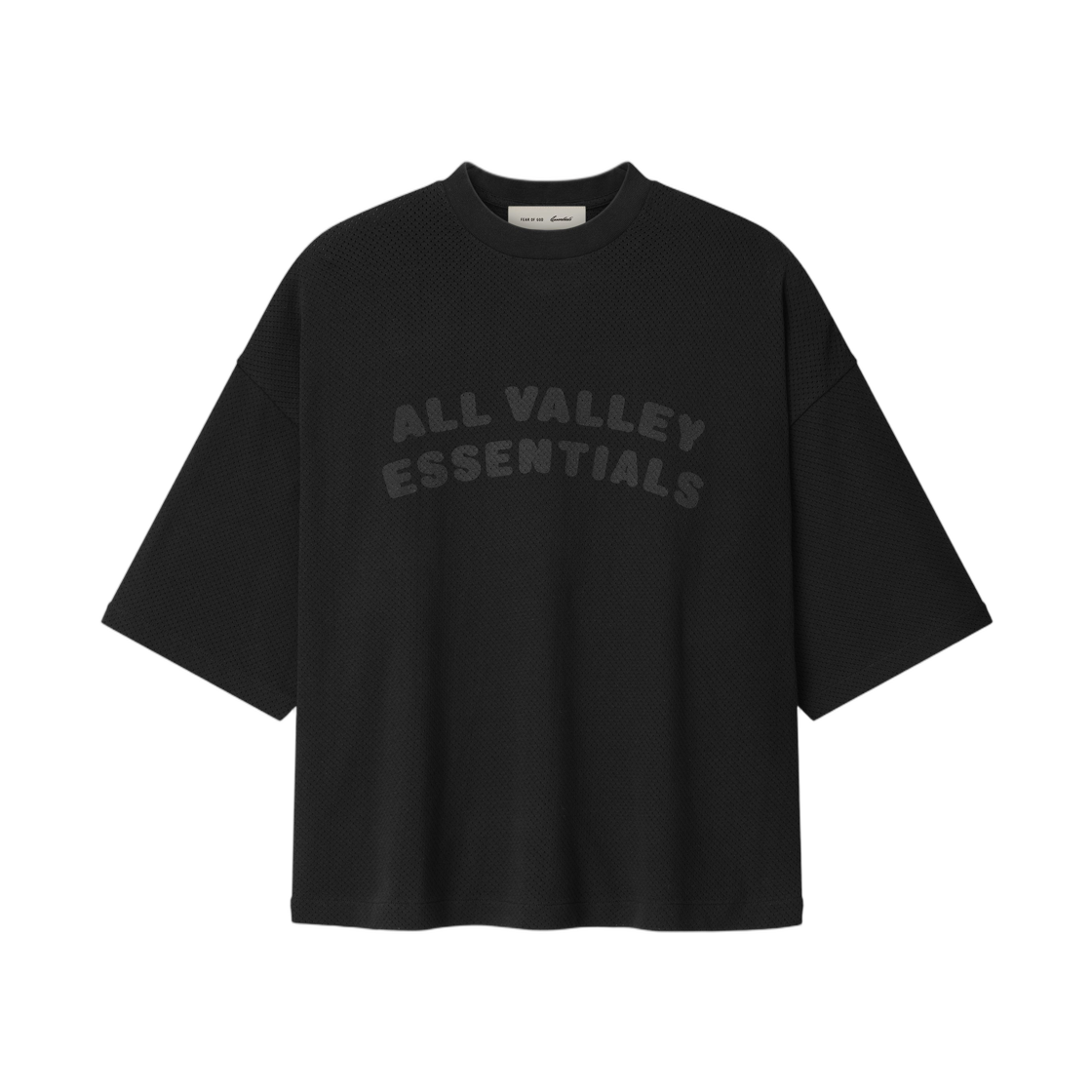 - Essentials Sport Mesh Merch T-Shirt Boxy Fit Vintage Black - 26SS