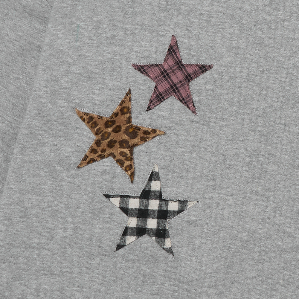 아모우 믹스 스타 아플리케 후디 그레이(AMOU Mix Star Applique Hoodie Gray) - 3