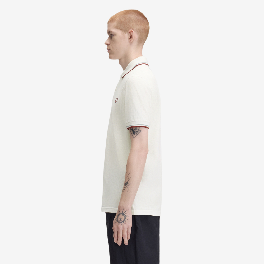 프레드페리 M3600 트윈 팁 프레드페리 셔츠 스노우화이트 실버블루 브랜디(Fred Perry M3600 Twin Tipped Fred Perry Shirt Snow White Silver Blue Brandy) - 3