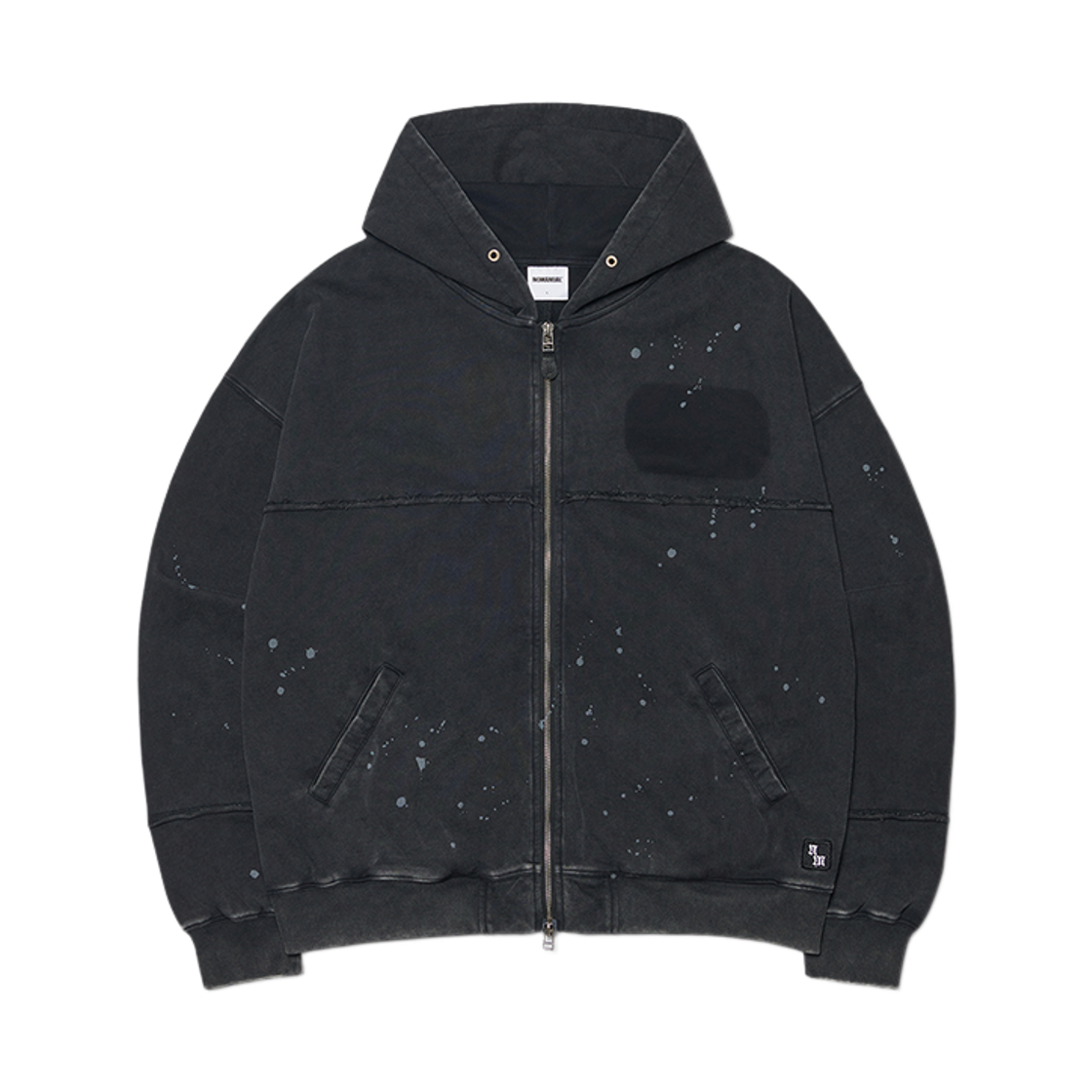 NMWF52HD10WBK NOMANUAL Detached Patch Hooded Zip-Up Washed Black