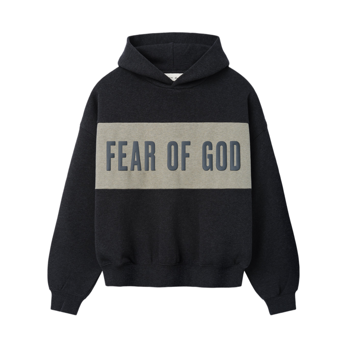 - Essentials Cropped Relaxed Panelled Hoodie Iron Grey Heather Seal Heather - 26SS