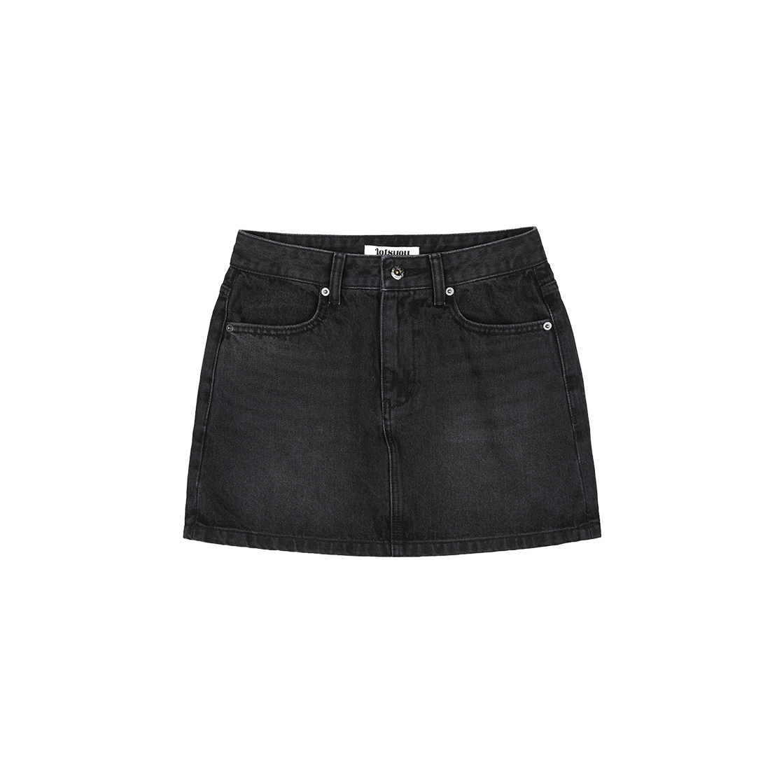 라츠유 베라 워시드 블랙 데님 미니 스커트(LOTS YOU Vera Washed Black Denim Mini Skirt)