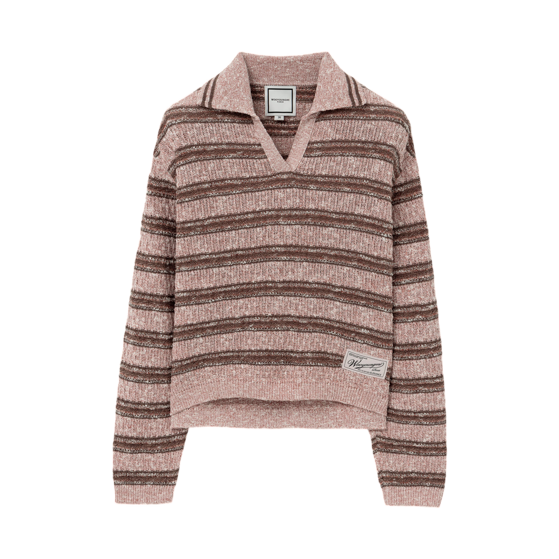 M261KN10530P (W) Wooyoungmi Stripe V-Neck Sweater Pink - 26SS