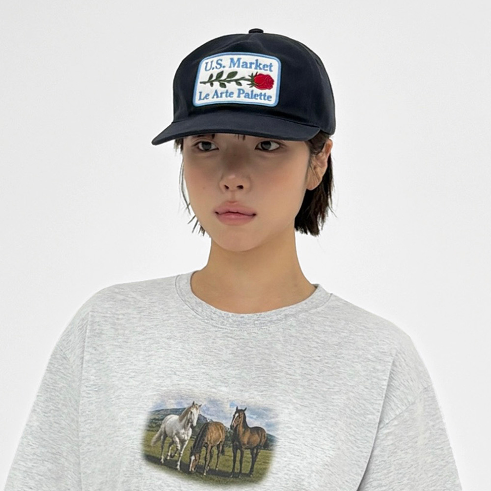 언스테디마켓 로즈 패치 캡 다크네이비(UnsteadyMarket Rose Patch Cap_Dark Navy) - 3