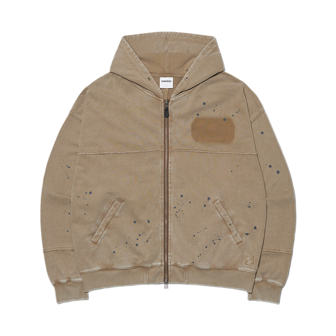 NMWF52HD10WBR NOMANUAL Detached Patch Hooded Zip-Up Washed Brown