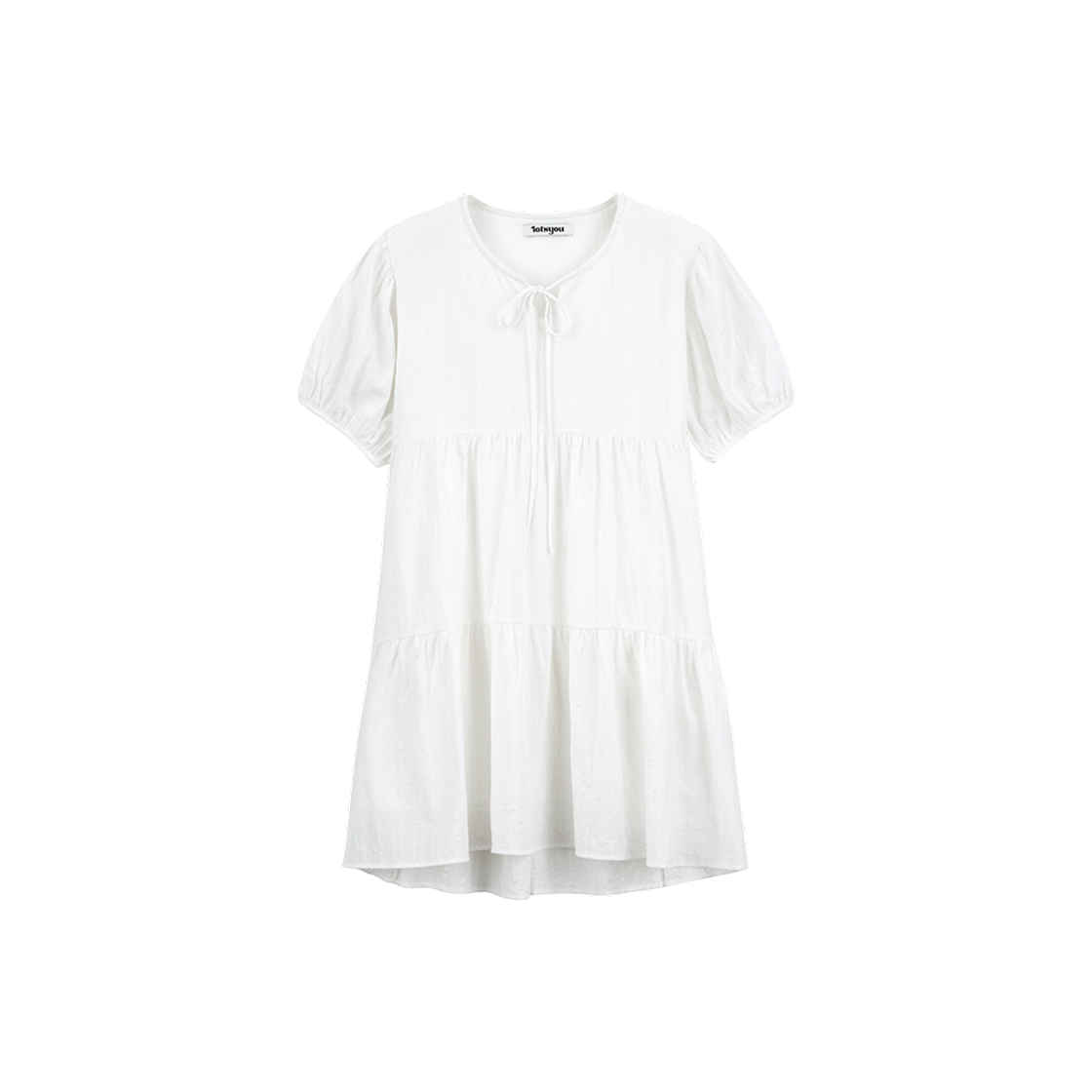 라츠유 모모 퍼프 미니 원피스 화이트(LOTS YOU MOMO Puff Mini Dress White)