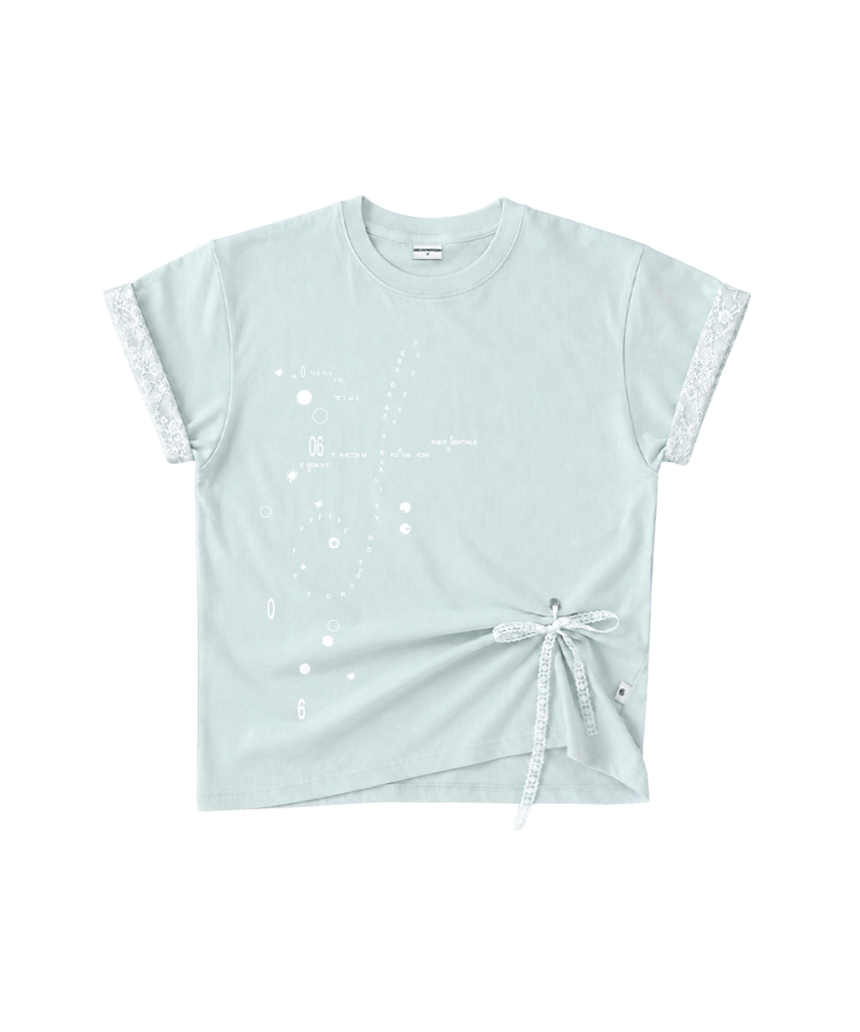 이스케이프프롬 레이스 롤업 스탠다드핏 반팔티 민트(Escapefrom Lace Roll-Up Standard Fit T-Shirt Mint)