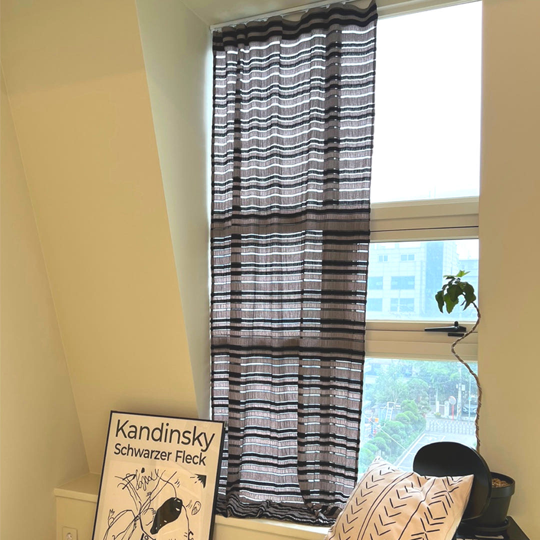 무성화 링클 스트라이프 블라인드 봉집형 커튼 120x230cm(MUSEONGHWA Linkle stripe blind curtain 120x230cm) - 2