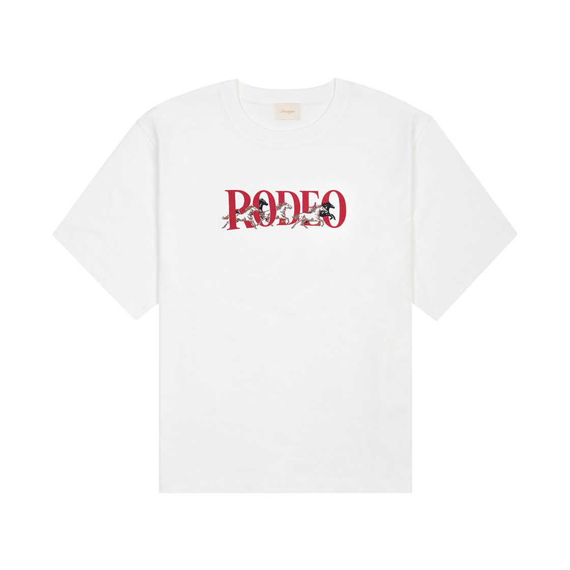 스트레인저 릴렉스 핏 로데오 스탬피드 코튼 티셔츠 화이트(Stranger Relaxed Fit Rodeo Stampede Cotton T-Shirt (White))