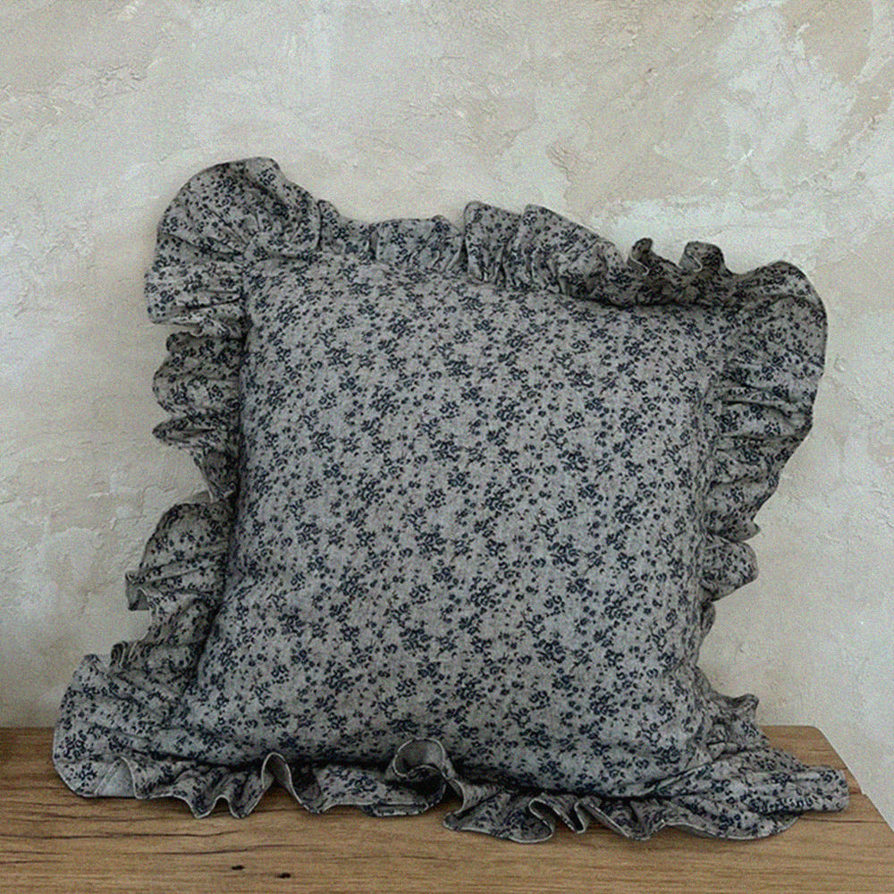 무성화 블루이즈더웜 꽃무늬 빈티지 프릴 쿠션커버 50x50cm(MUSEONGHWA Blue Is The Warm Flower-Patterned Vintage Frill Cushion Cover 50x50cm) - 2