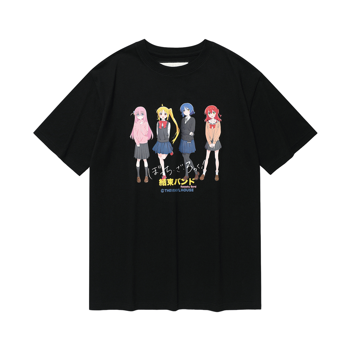 [KREAM 단독] 더바이닐하우스 x 봇치 더 록! 케소쿠 밴드 티셔츠 블랙([KREAM 단독] Thevinylhouse x Bocchi the Rock! Kessoku Band Tee Black)