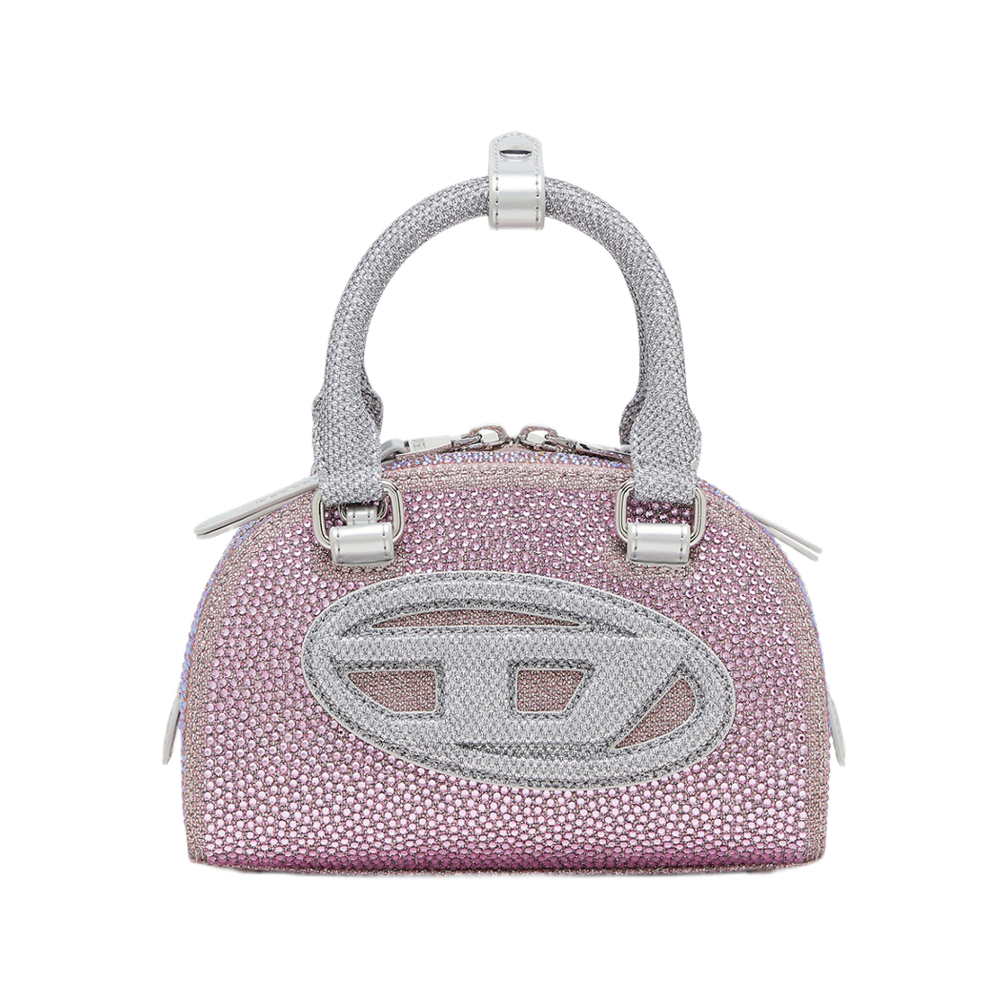 디젤 원디알 돔 스몰 볼링백 크리스탈 루렉스 핑크(Diesel 1DR Dome Small Bowling Bag In Crystal Lurex Pink)