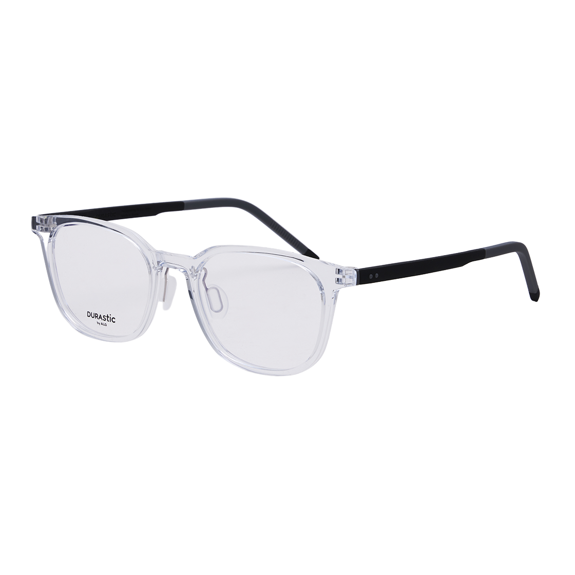 알로아이웨어 [DURASTIC] DRG5603 2009G 웰링턴 스퀘어 실리콘 안경테 클리어/블랙(ALO EYEWEAR [DURASTIC] DRG5603 2009G Wellington Square Silicone Eyeglass Frame Clear/Black) - 2
