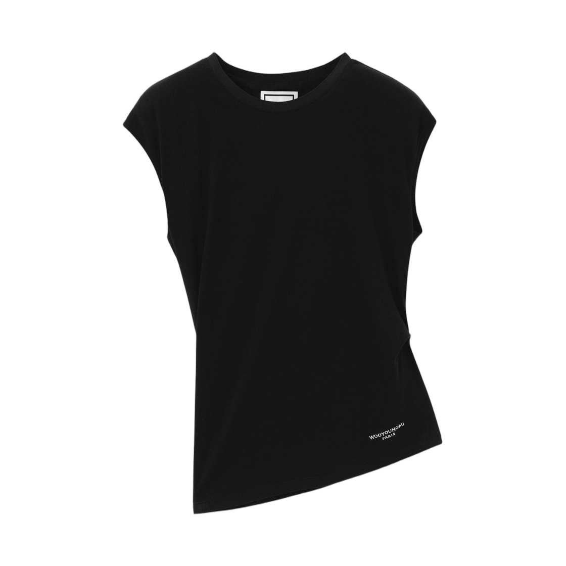 M261TS21751B (W) Wooyoungmi Asymmetric Shirred T-Shirt Black - 26SS