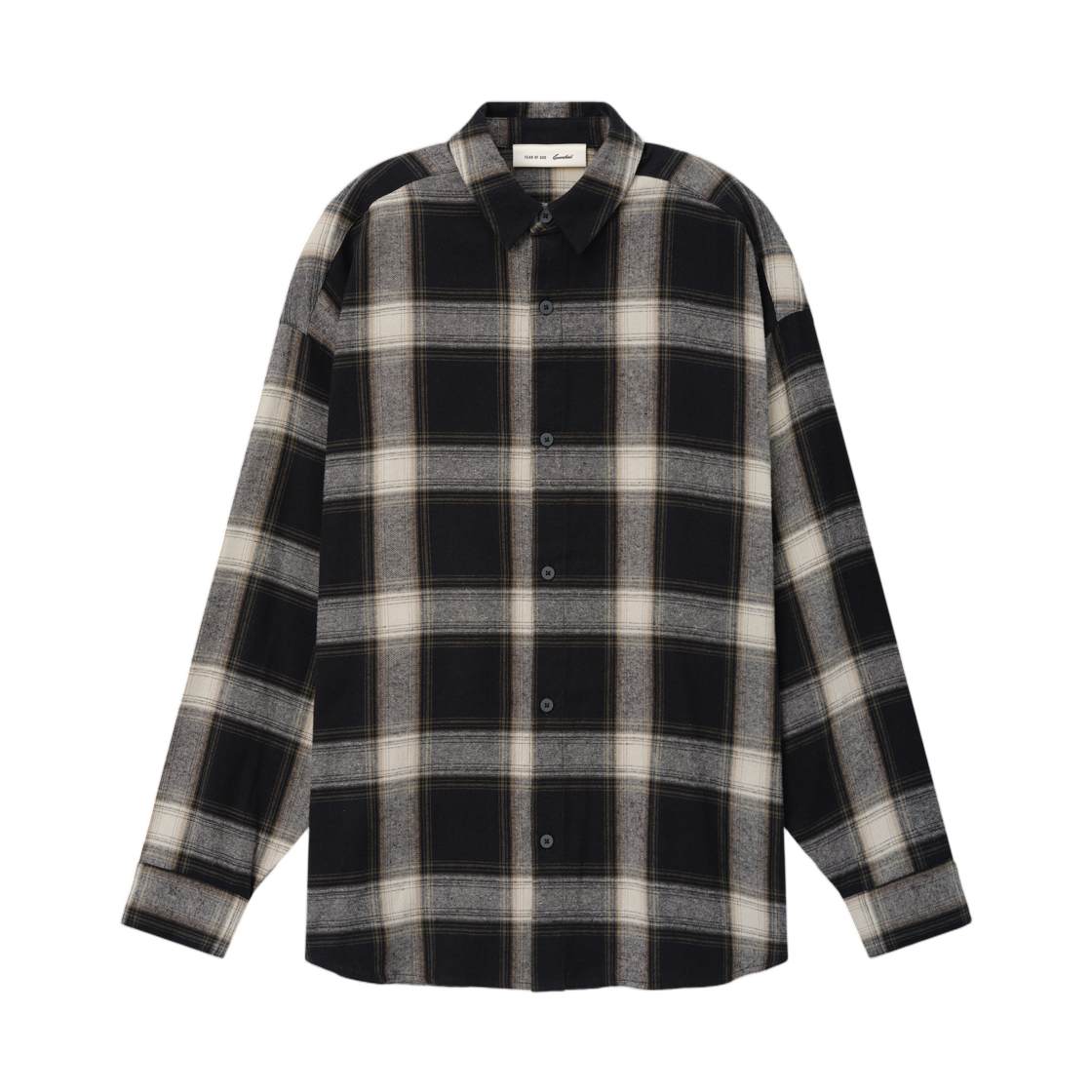 - Essentials Flannel Button Up Shirt Iron Grey Plaid - 26SS