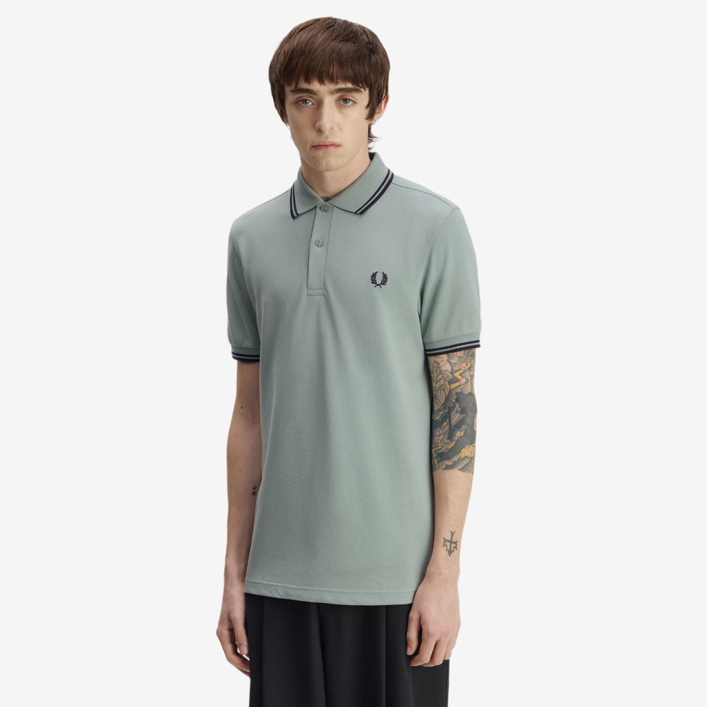 프레드페리 M3600 트윈 팁 프레드페리 셔츠 실버블루 다크에어포스(Fred Perry M3600 Twin Tipped Fred Perry Shirt Silver Blue Dark Airforce) - 4