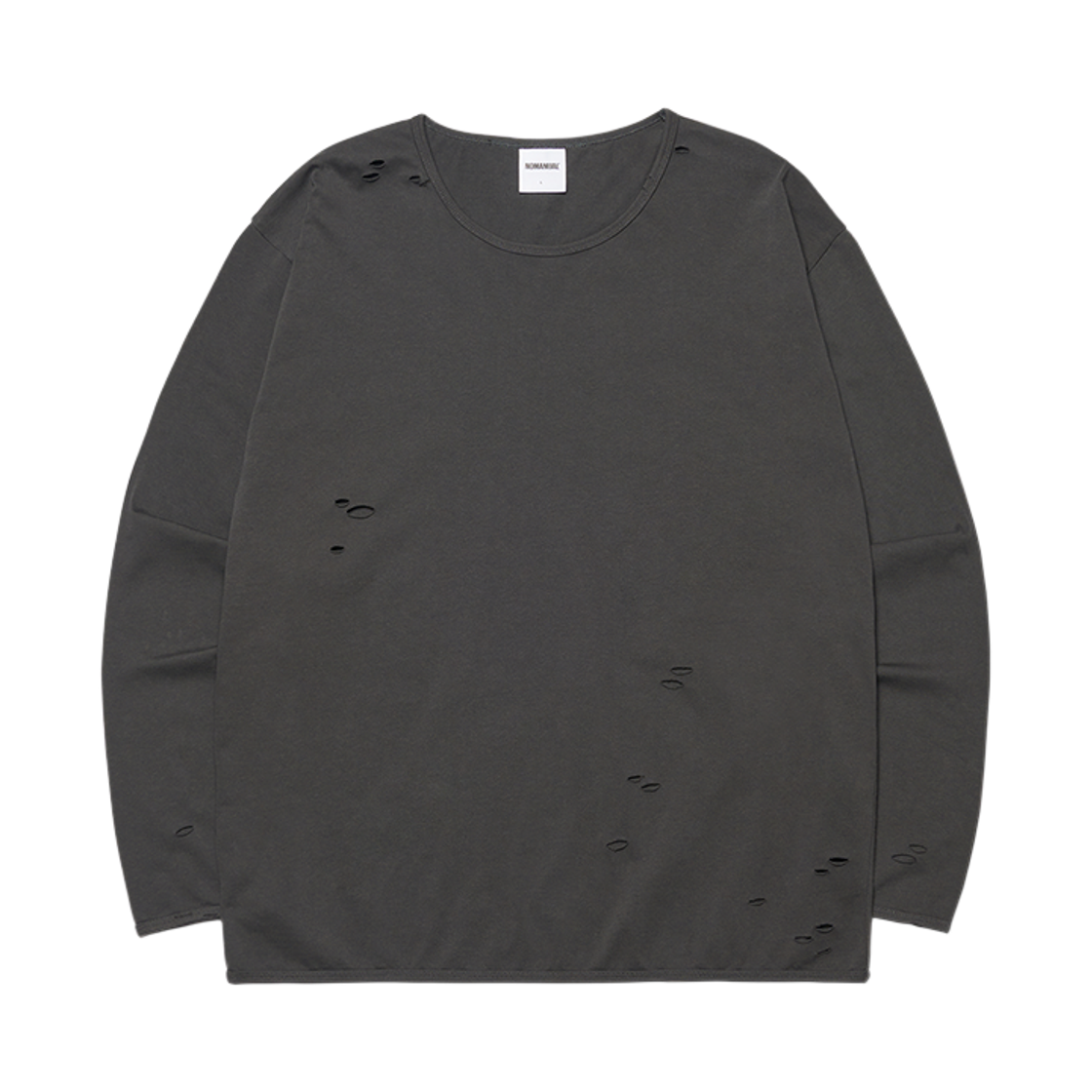 NMWF52LS05CHA NOMANUAL Damaged Long Sleeve Tee Charcoal