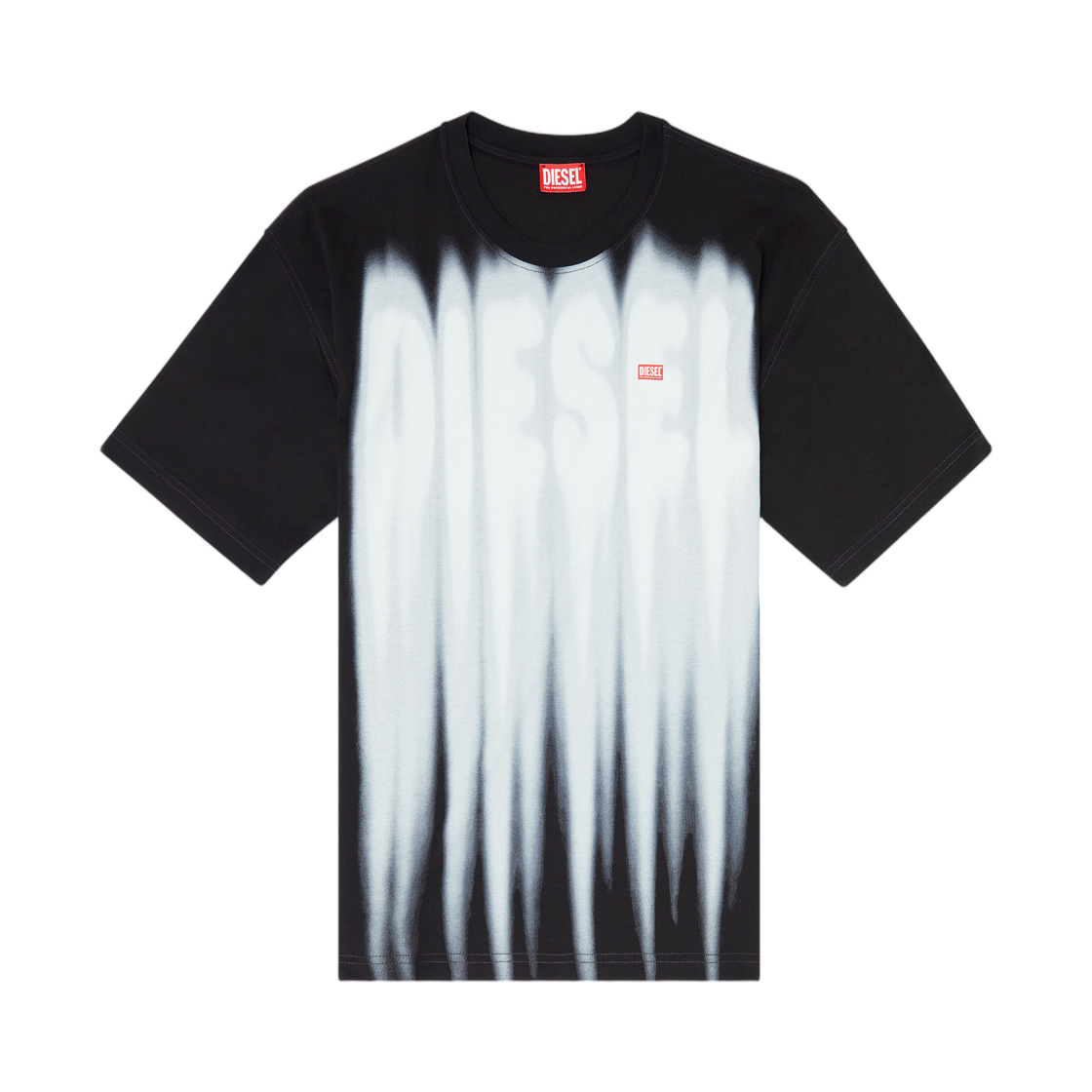 A222240QIAM-9XX Diesel Cotton T-Shirt with Bold Logo Print White Black