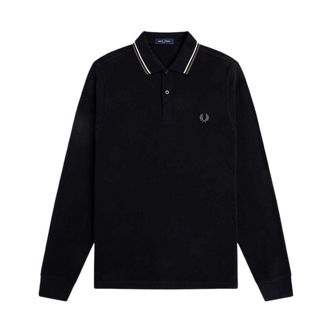 프레드페리 M3636 롱슬리브 트윈 팁 프레드페리 셔츠 블랙 에크루 로렐리스그린(Fred Perry M3636 L/S Twin Tipped FP Shirt Black Ecru Laurel Wreath Green)