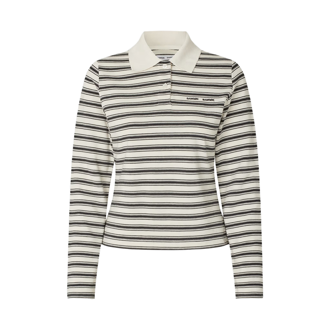 샘소이 샘소이 우먼 사도넬 롱슬리브 폴로 에그렛 스트라이프 - 26FW(Samsoe Samsoe Women Sadonell LS Polo Egret Stripe - 26FW)