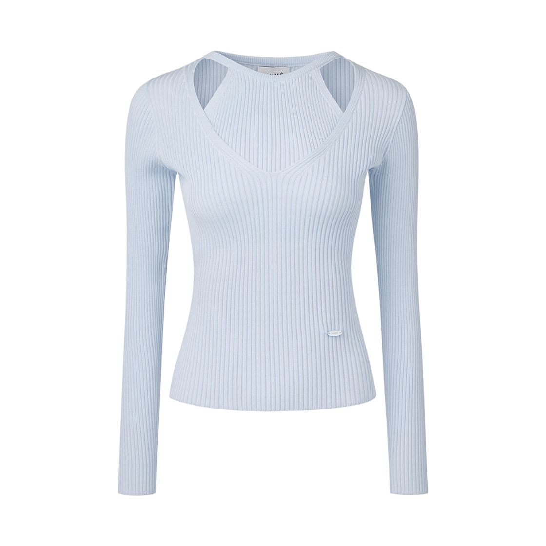 KM-25SS-SW03LBL (W) KUME Halter Layering Tencel Sweater - Lightblue