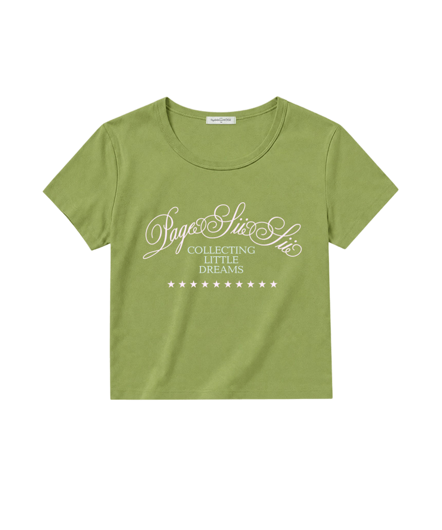 페이지시시 콜렉팅 리틀 드림스 프린팅 U넥 반팔티 올리브(pagesiisii Collecting Little Dreams Print U-Neck T-Shirt Olive)