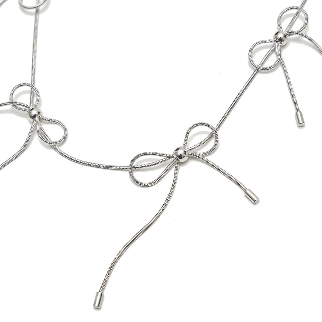 라츠유 리본 봉 체인 네크리스 실버(LOTS YOU Ribbons bon chain necklace Silver) - 2